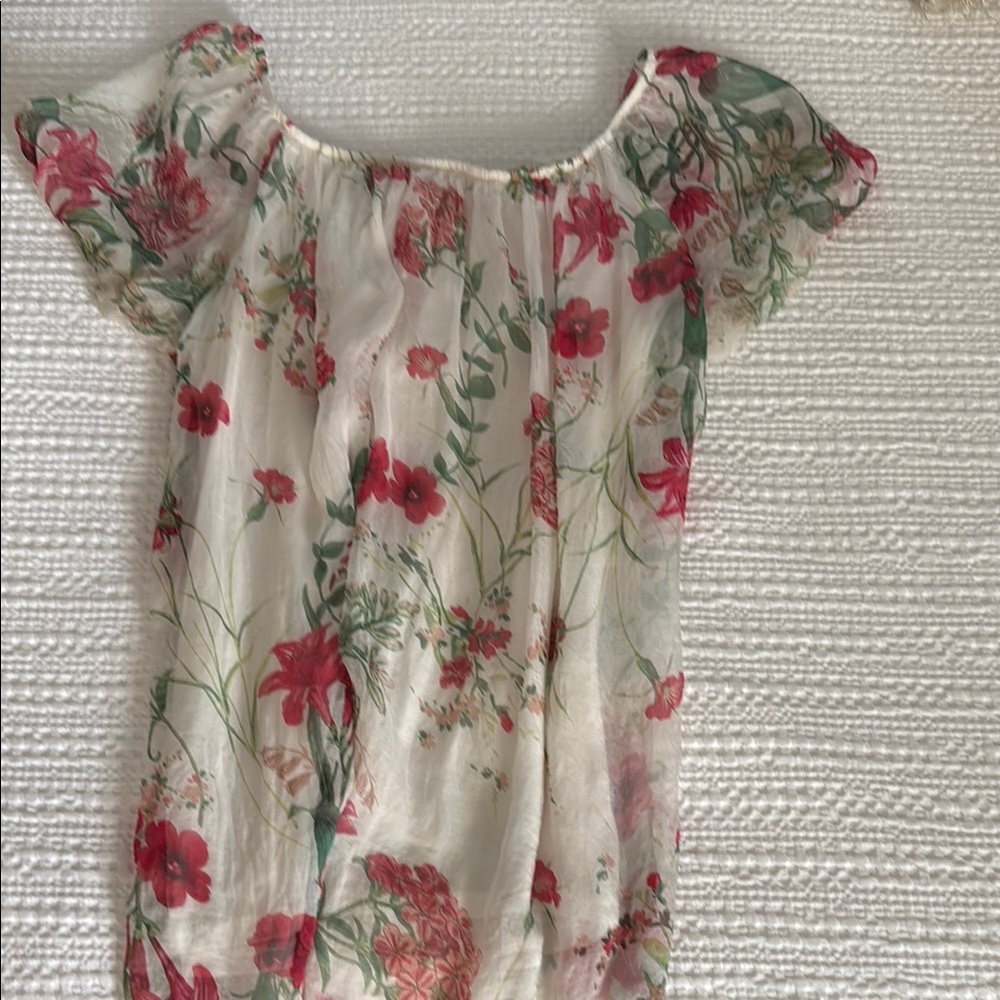 Cream Flutter Sleeve Ruffled Blouse